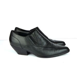 Vince Eagan Western Boots Womens 8.5 Black Leather Pointed Toe Ankle Italy